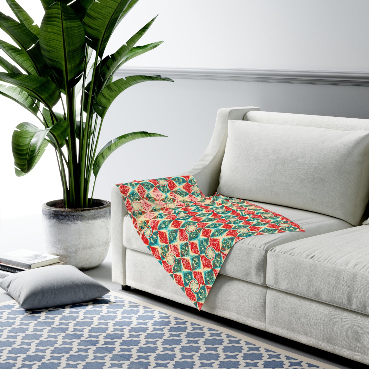 Baby Swaddle Blanket — Electric Diamond Swirl Pattern