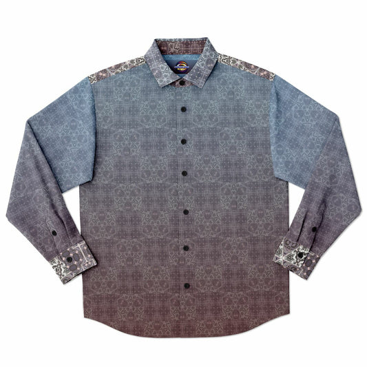 Ombre Long Sleeve Button-Down Shirt - Printed, Unisex
