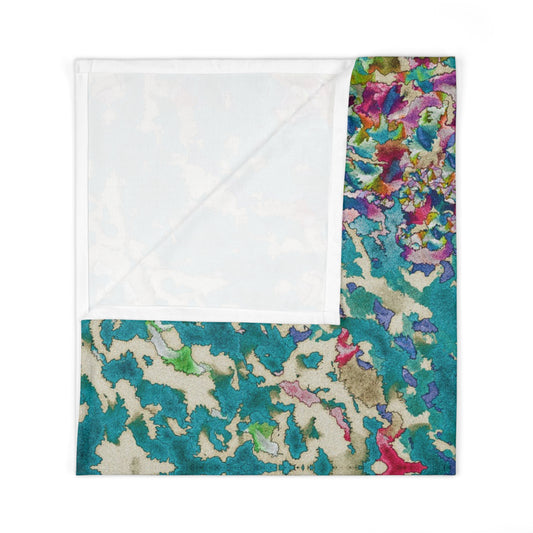 Abstract Floral Baby Swaddle Blanket – Blue Green Watercolor Nursery Wrap