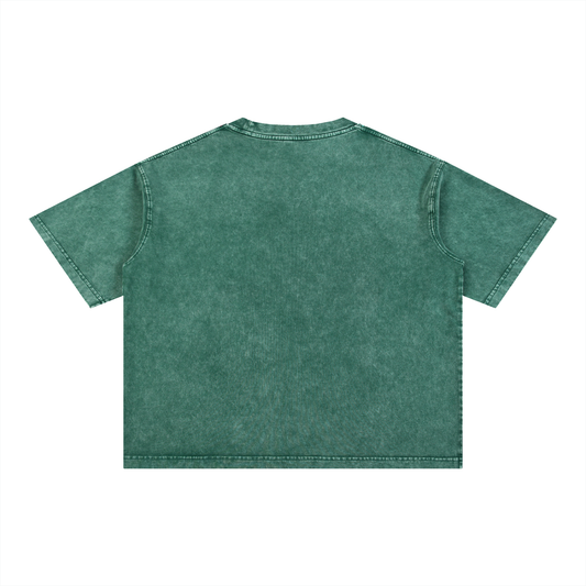 Aquarius Zodiac Mineral Wash Boxy T-Shirt - Oversized Heavyweight Cotton Tee