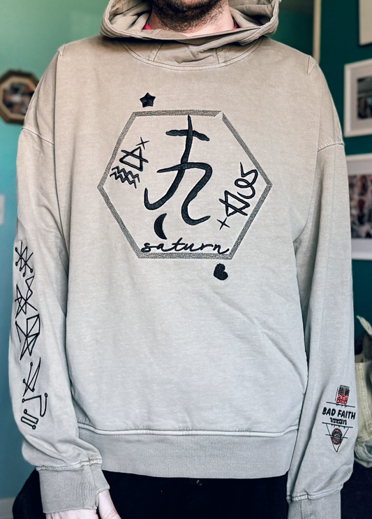 Saturn Stars Embroidered Hoodie - Artist Designed