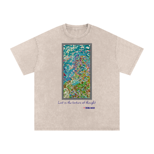 Lost in the Texture of Thought - Snow Washed Oversized Cotton T-Shirt