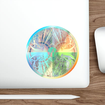 Holographic Round Sticker — Venus Talisman Mandala Die-Cut Sticker for Skateboards, Laptops & Gear