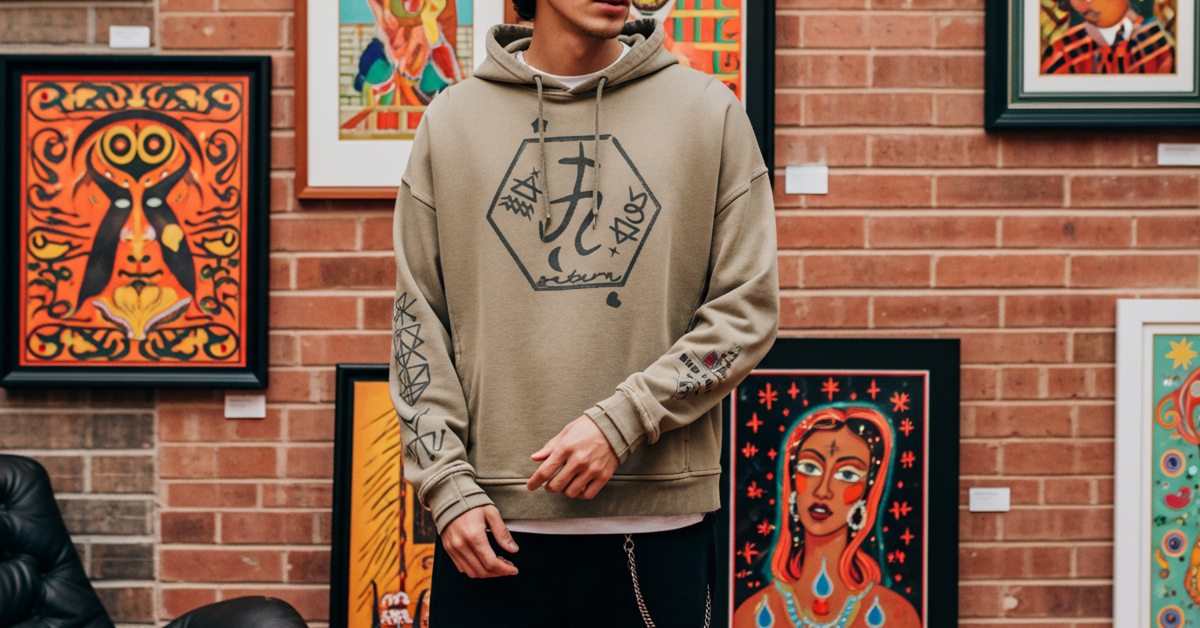 Saturn Stars Embroidered Hoodie - Artist Designed