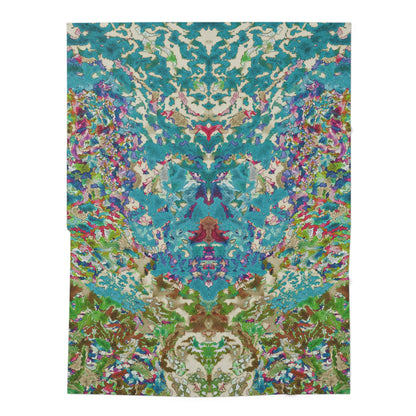 Abstract Floral Baby Swaddle Blanket – Blue Green Watercolor Nursery Wrap