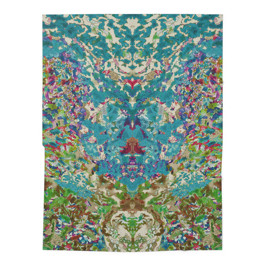 Abstract Floral Baby Swaddle Blanket – Blue Green Watercolor Nursery Wrap