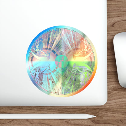 Holographic Round Sticker — Venus Talisman Mandala Die-Cut Sticker for Skateboards, Laptops & Gear