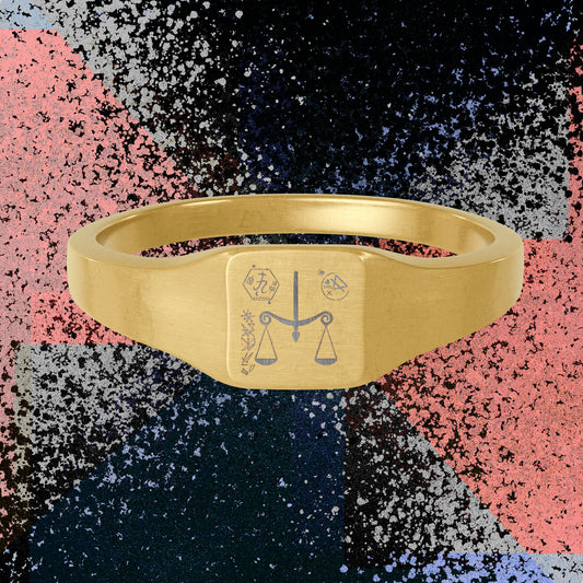 Saturnian Signet Ring — Engraved Capricorn Sigil for Love, Protection & Wit