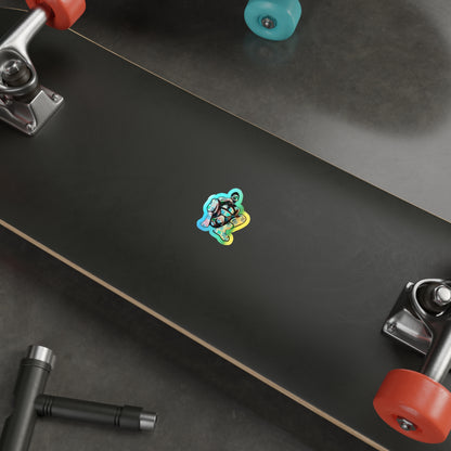 Holographic Squat Pose Die-Cut Sticker — Rainbow Body Positivity Skate Sticker