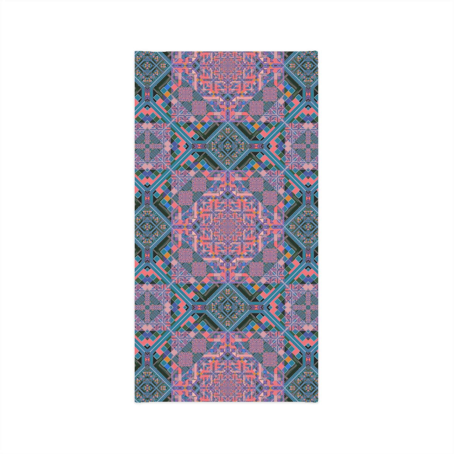 Geometric Mandala Neck Gaiter — Pink Teal Kaleidoscope