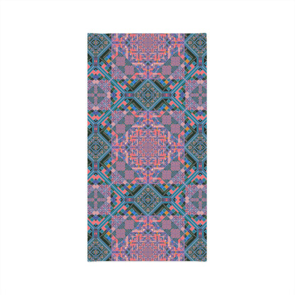 Geometric Mandala Neck Gaiter — Pink Teal Kaleidoscope