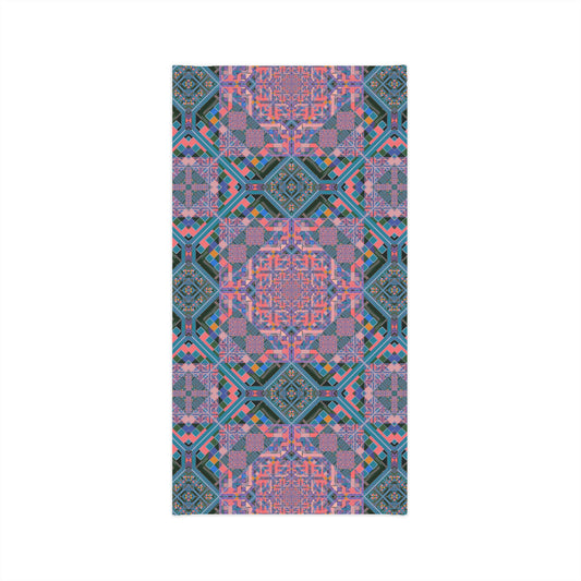 Geometric Mandala Neck Gaiter — Pink Teal Kaleidoscope