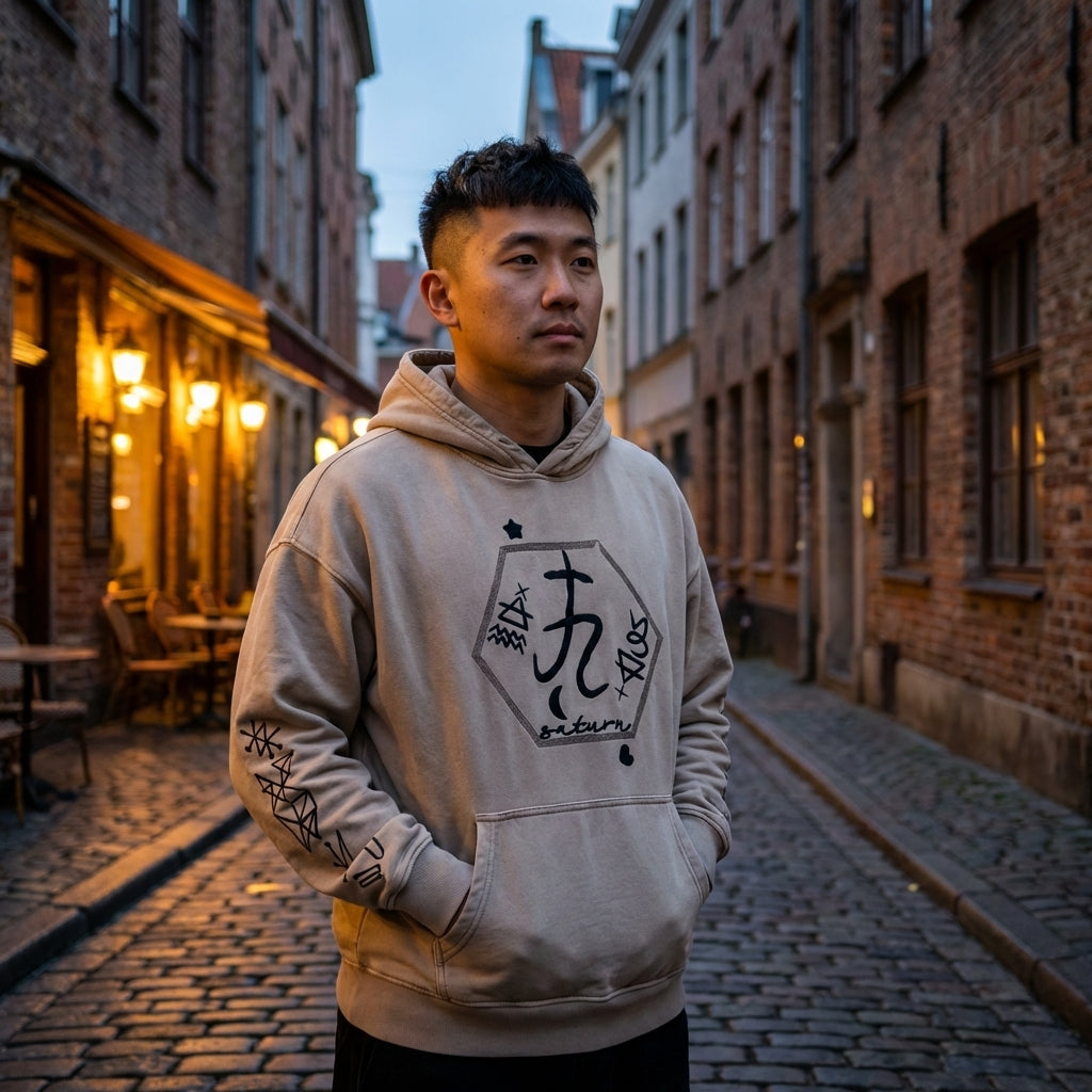 Saturn Stars Embroidered Hoodie - Artist Designed