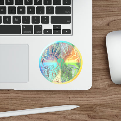 Holographic Round Sticker — Venus Talisman Mandala Die-Cut Sticker for Skateboards, Laptops & Gear