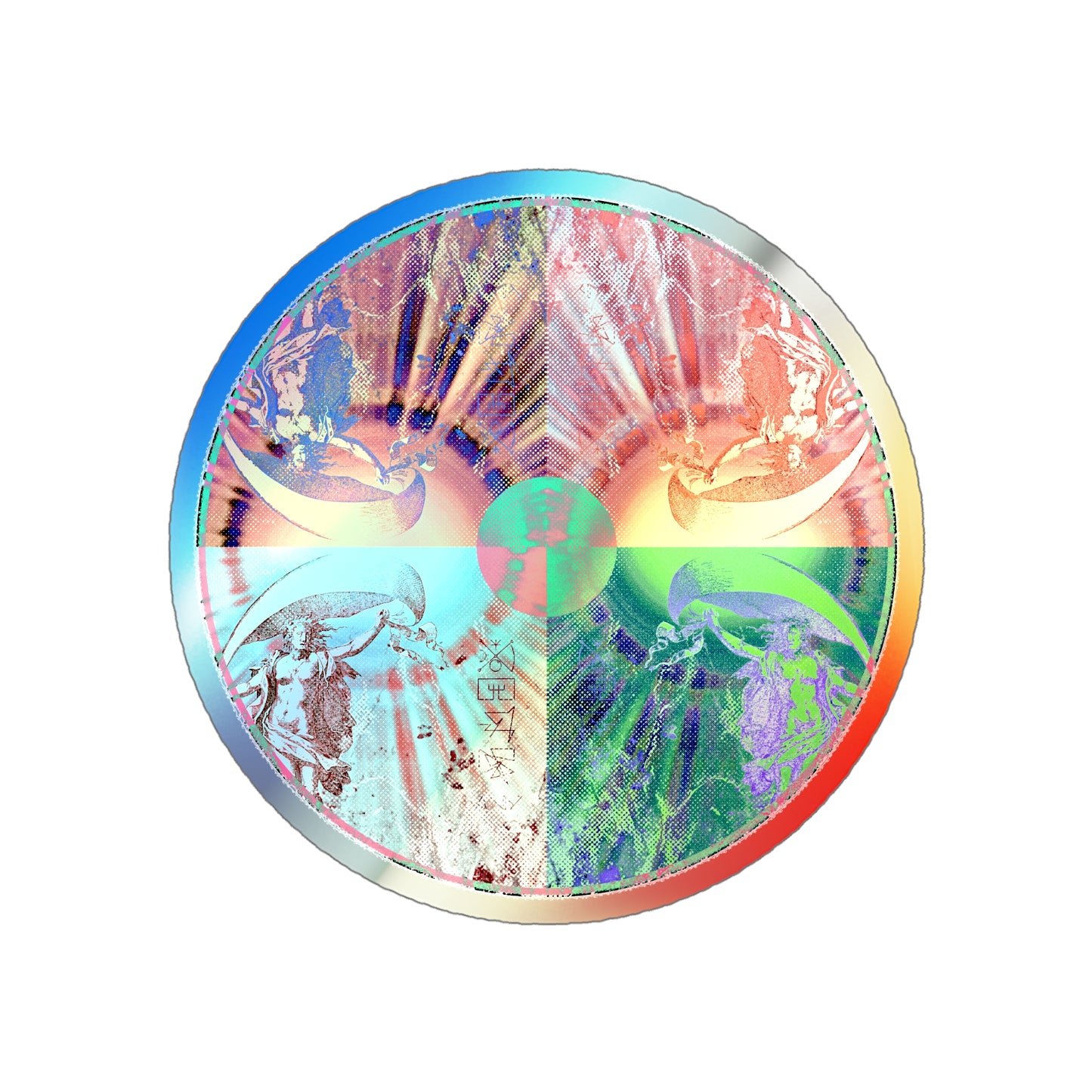 Holographic Round Sticker — Venus Talisman Mandala Die-Cut Sticker for Skateboards, Laptops & Gear