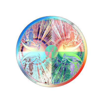 Holographic Round Sticker — Venus Talisman Mandala Die-Cut Sticker for Skateboards, Laptops & Gear