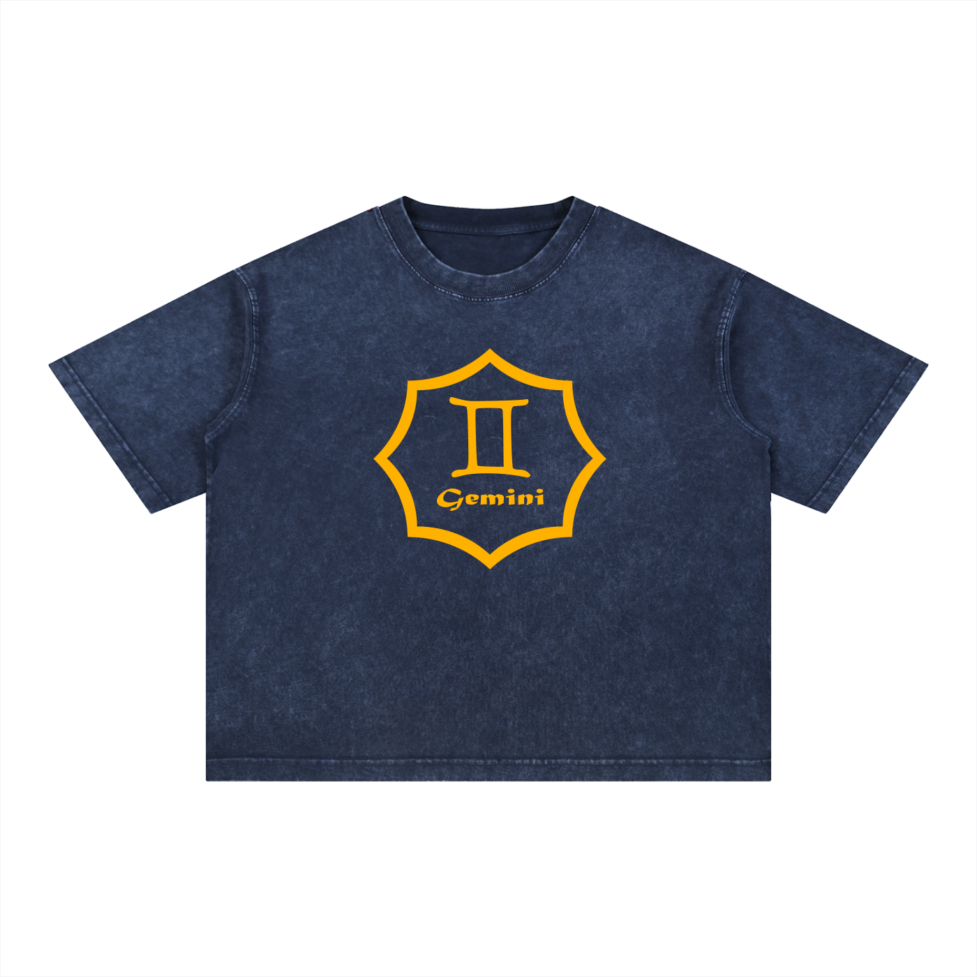 Gemini Zodiac Mineral Wash Boxy T-Shirt - Oversized Heavyweight Cotton Tee