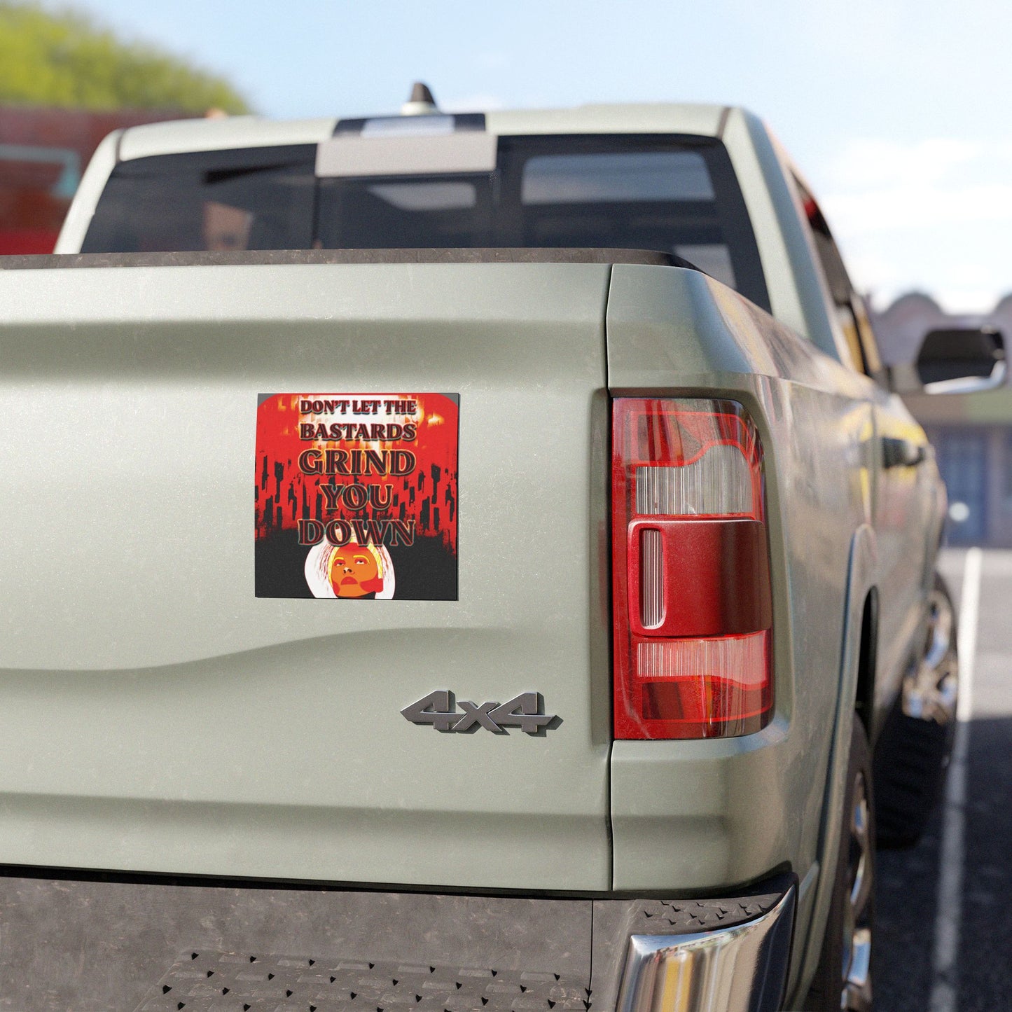 Car Magnet — “Don’t Let the Bastards Grind You Down” Retro Protest Design