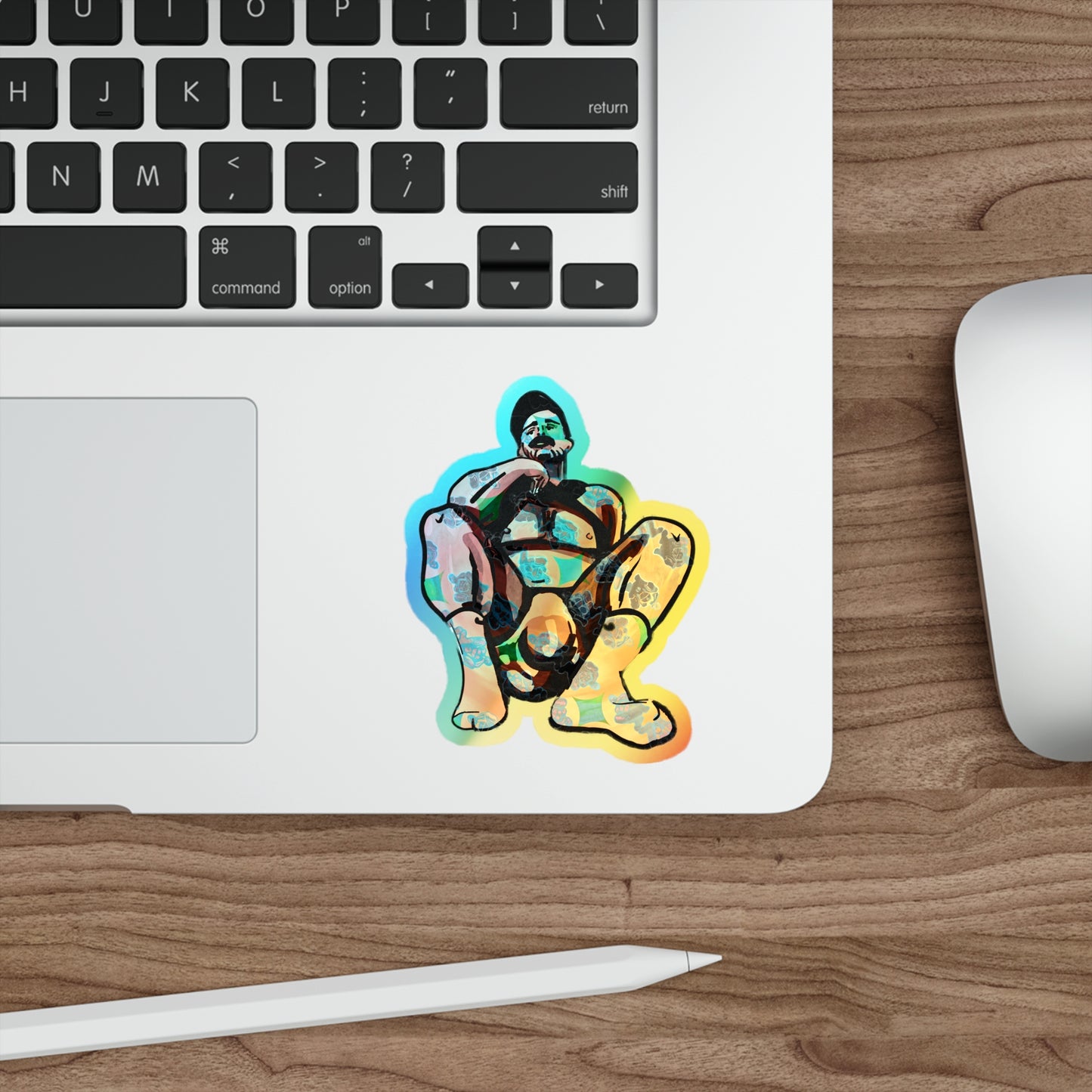 Holographic Squat Pose Die-Cut Sticker — Rainbow Body Positivity Skate Sticker