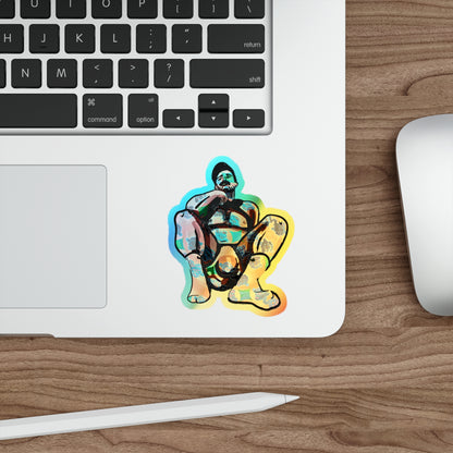 Holographic Squat Pose Die-Cut Sticker — Rainbow Body Positivity Skate Sticker