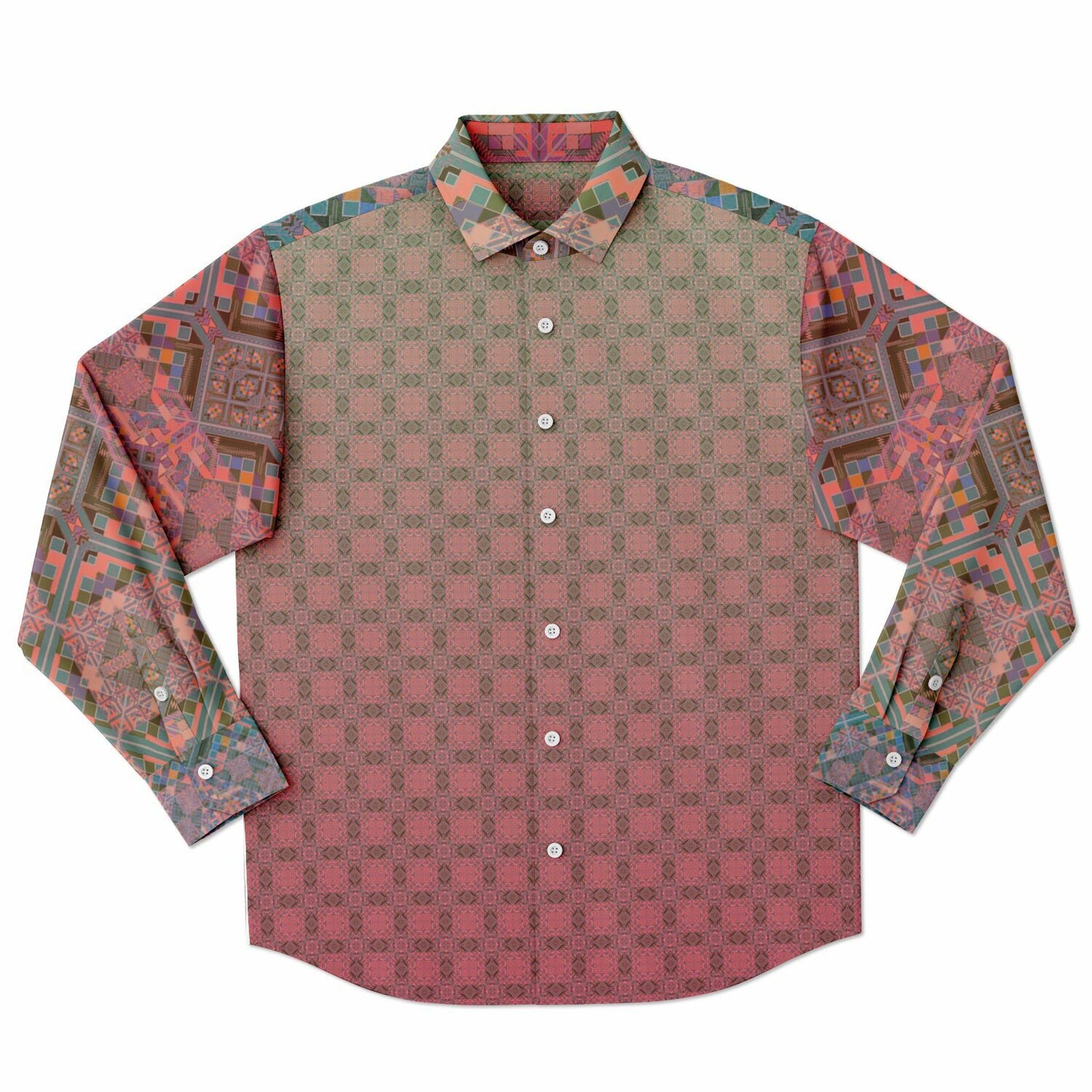 Long Sleeve Button Down Shirt - AOP