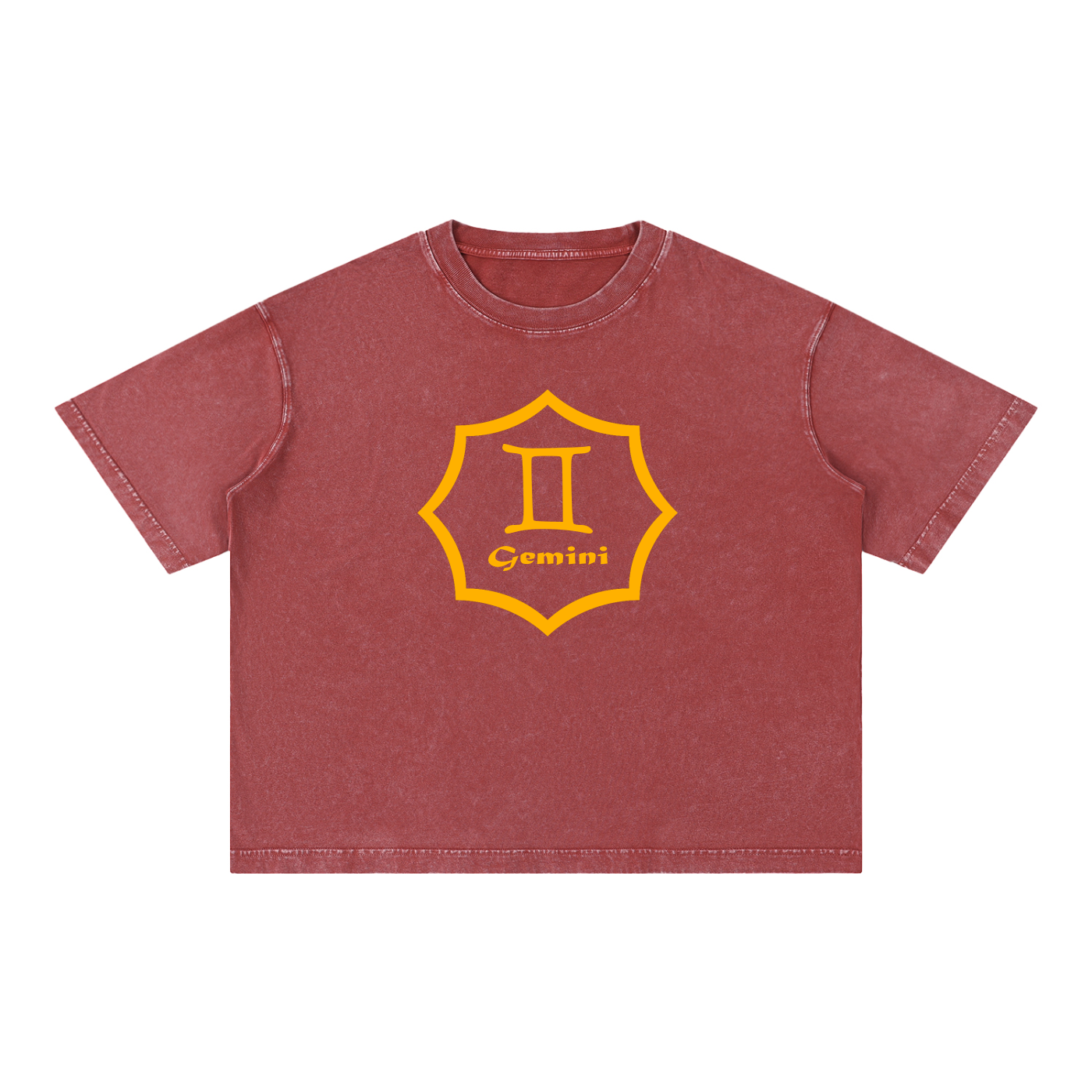 Gemini Zodiac Mineral Wash Boxy T-Shirt - Oversized Heavyweight Cotton Tee