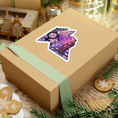 Aphrodite Venus Sticker — Retro Goddess Kiss-Cut Laptop Decal (West, Pink & Purple)