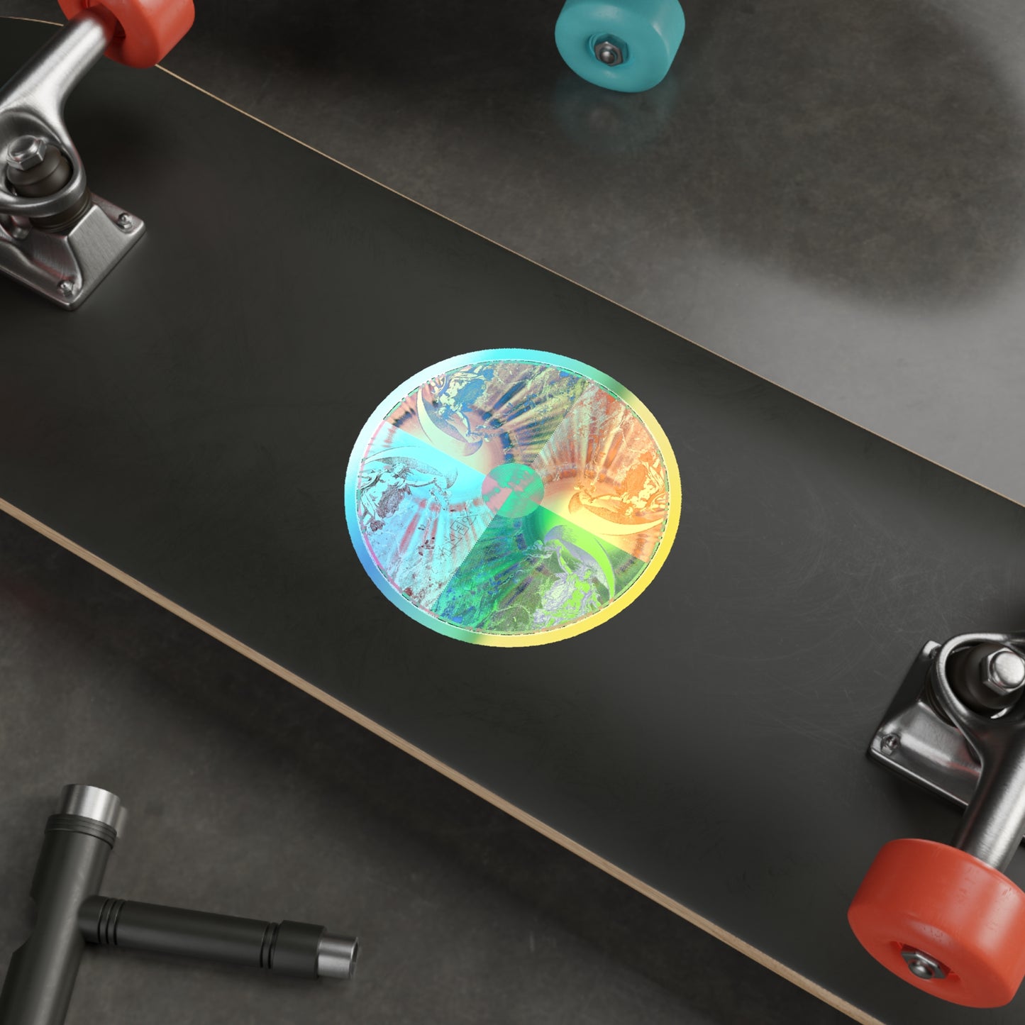 Holographic Round Sticker — Venus Talisman Mandala Die-Cut Sticker for Skateboards, Laptops & Gear