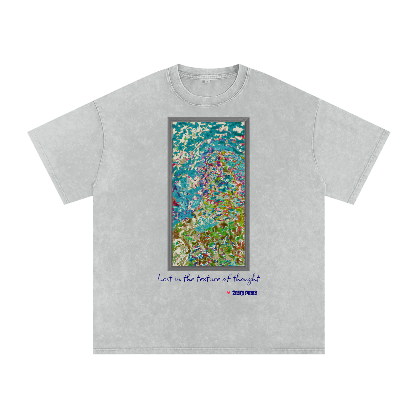 Lost in the Texture of Thought - Snow Washed Oversized Cotton T-Shirt