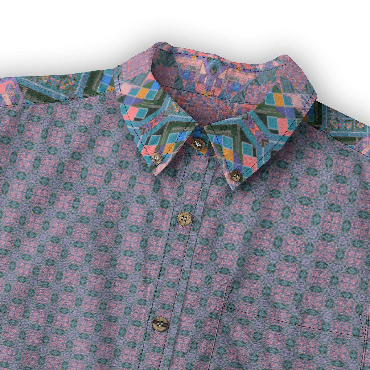 All-Over Print Men's Casual Lapel Long Sleeve Shirt|140GSM Slub Cotton