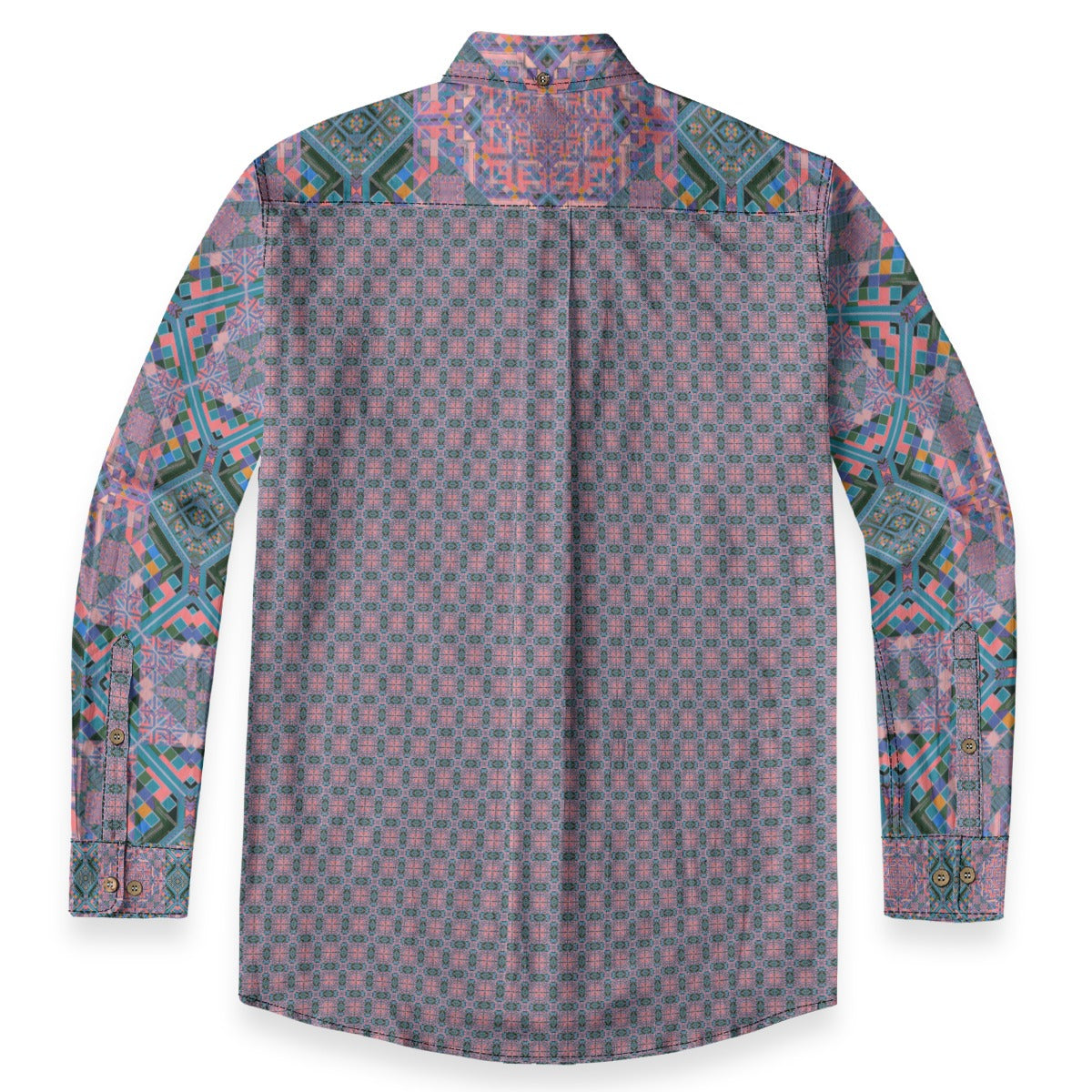 All-Over Print Men's Casual Lapel Long Sleeve Shirt|140GSM Slub Cotton