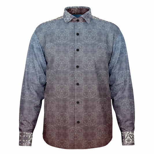Ombre Long Sleeve Button-Down Shirt - Printed, Unisex