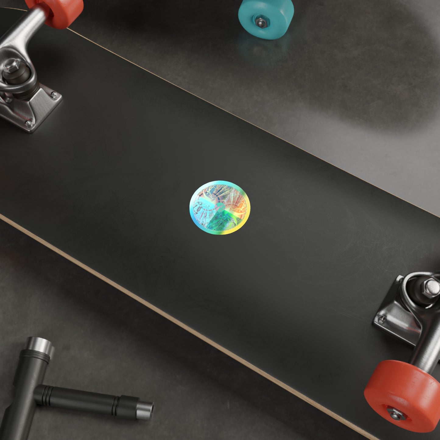 Holographic Round Sticker — Venus Talisman Mandala Die-Cut Sticker for Skateboards, Laptops & Gear