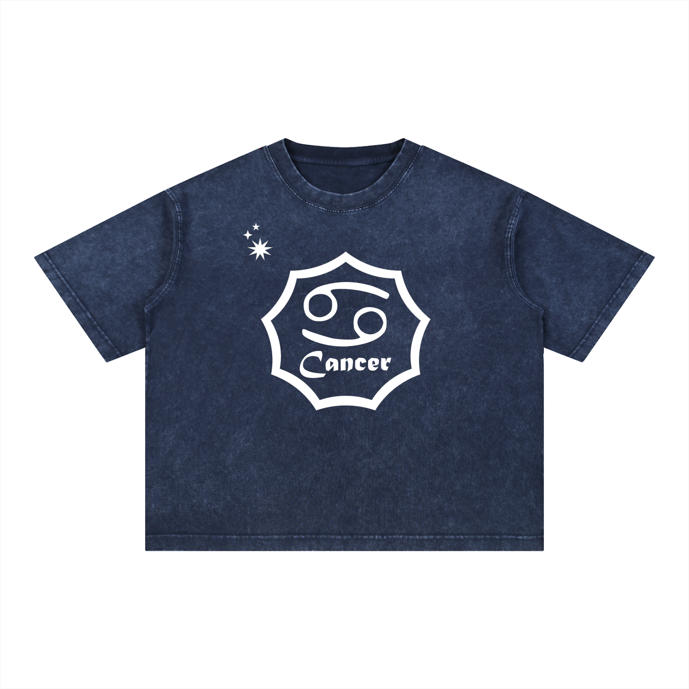 Cancer Zodiac Mineral Wash Boxy T-Shirt - Oversized Heavyweight Cotton Tee