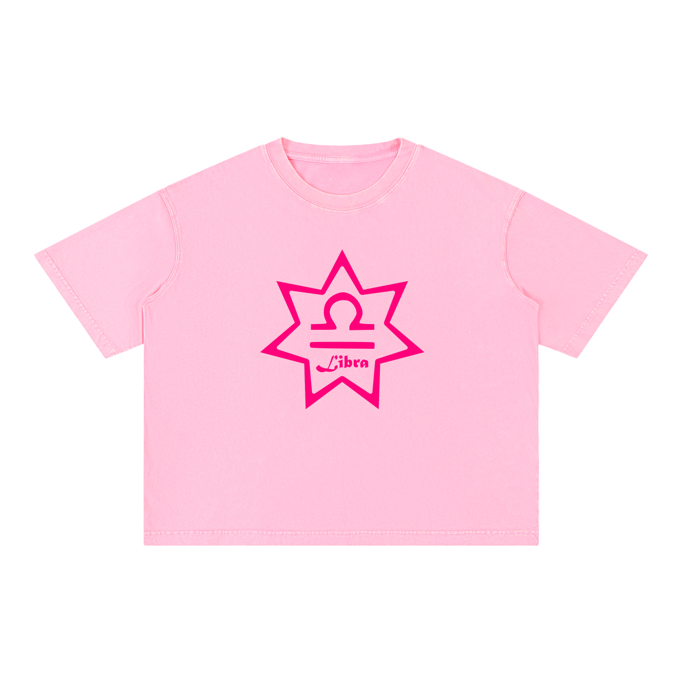 Libra Zodiac Mineral Wash Boxy T-Shirt - Oversized Heavyweight Cotton Tee