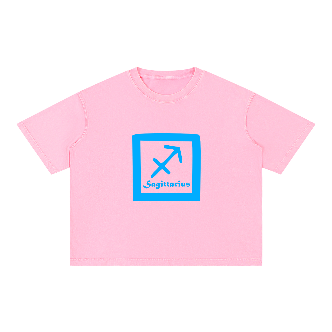 Sagittarius Zodiac Mineral Wash Boxy T-Shirt - Oversized Heavyweight Cotton Tee