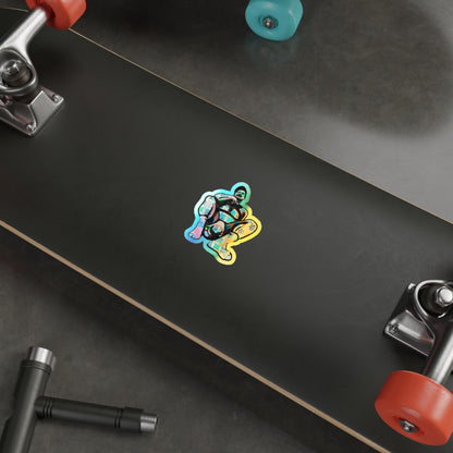 Holographic Squat Pose Die-Cut Sticker — Rainbow Body Positivity Skate Sticker