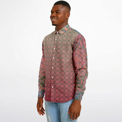 Long Sleeve Button Down Shirt - AOP