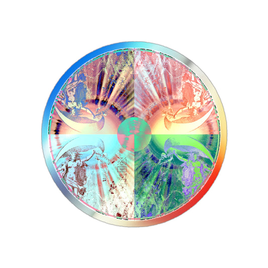 Holographic Round Sticker — Venus Talisman Mandala Die-Cut Sticker for Skateboards, Laptops & Gear