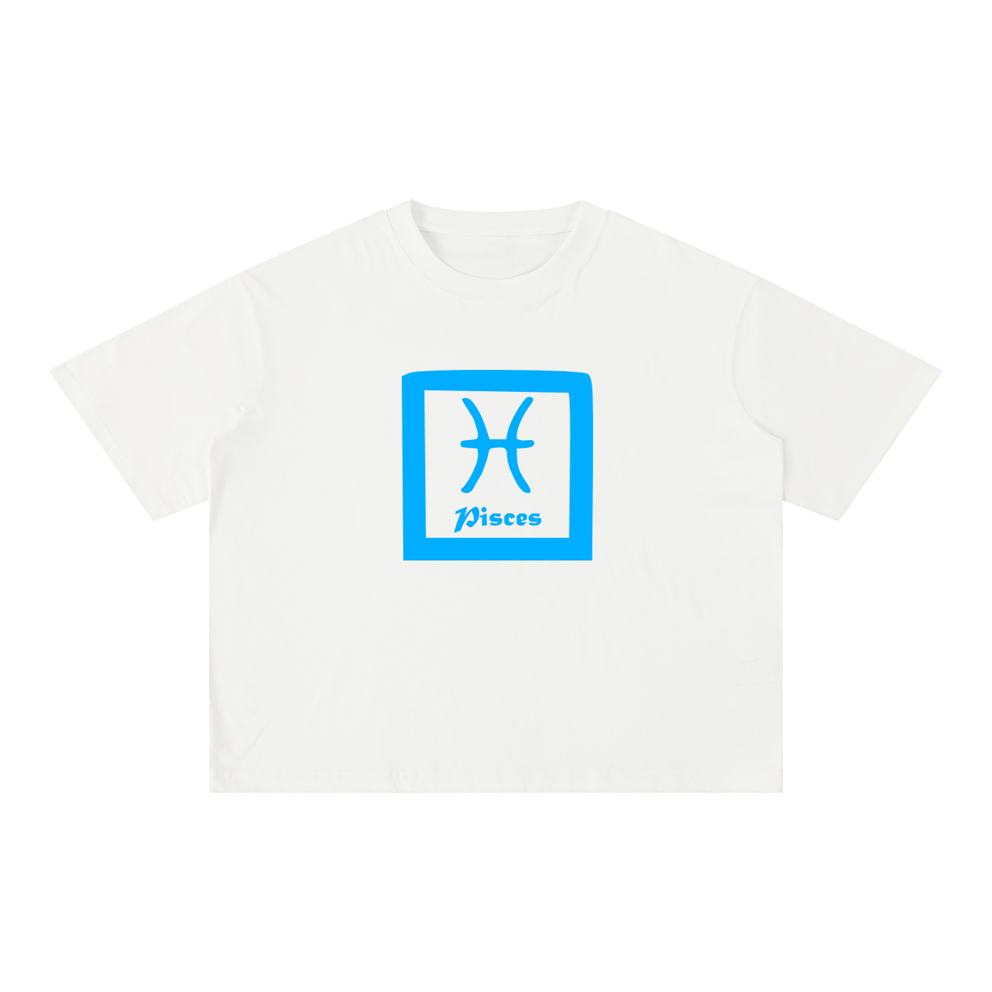 Pisces Zodiac Mineral Wash Boxy T-Shirt - Oversized Heavyweight Cotton Tee
