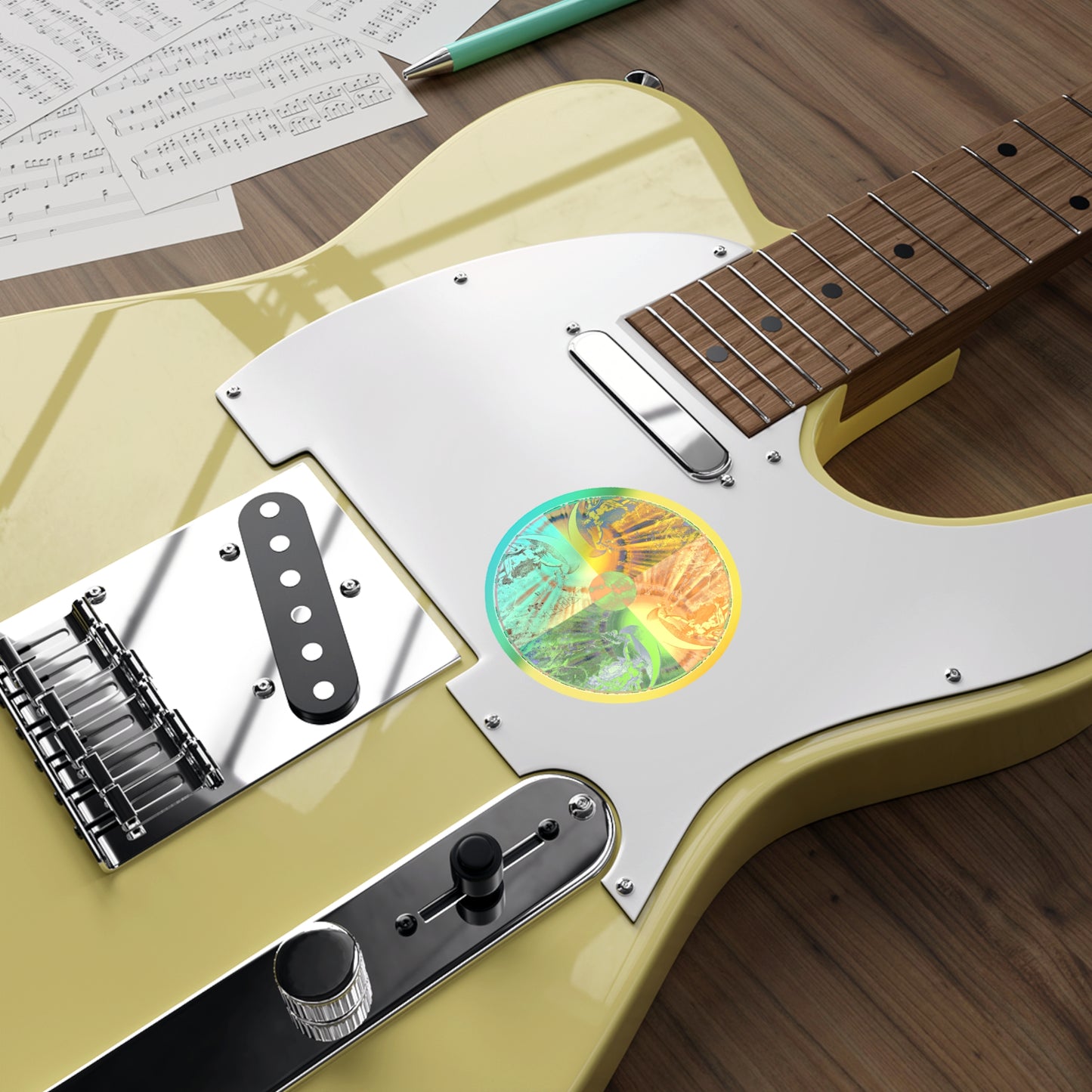 Holographic Round Sticker — Venus Talisman Mandala Die-Cut Sticker for Skateboards, Laptops & Gear