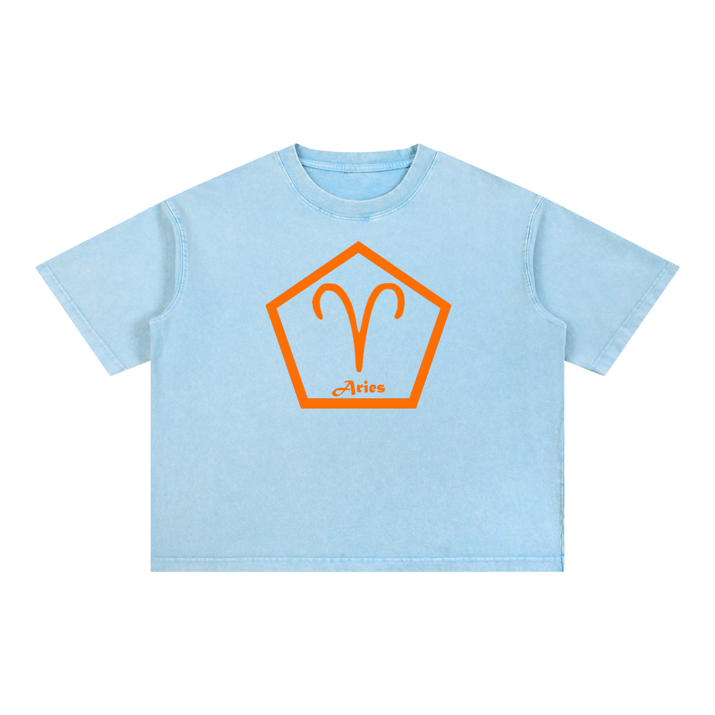 Aries Zodiac Mineral Wash Boxy T-Shirt - Oversized Heavyweight Cotton Tee