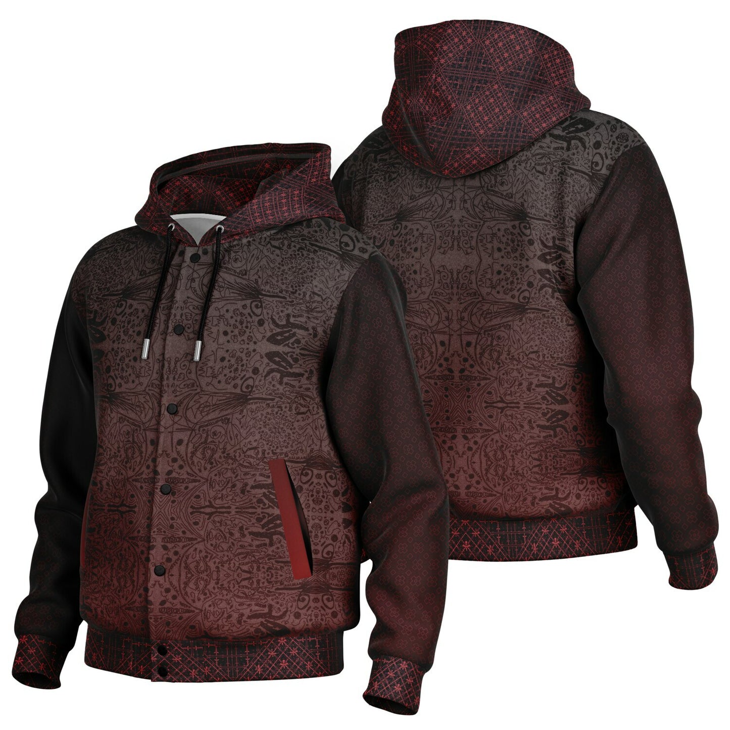 Hooded Baseball Jacket - AOP