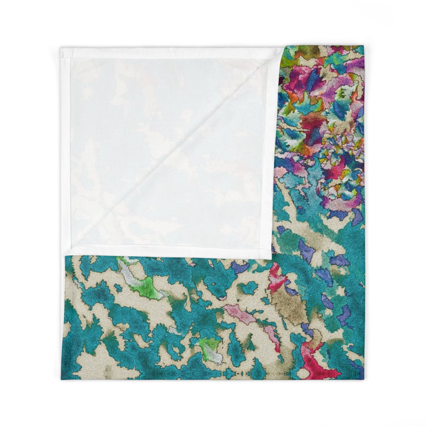 Abstract Floral Baby Swaddle Blanket – Blue Green Watercolor Nursery Wrap