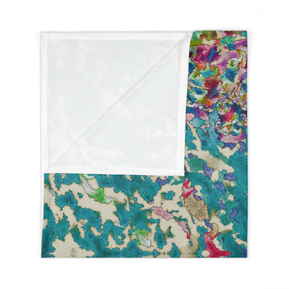 Abstract Floral Baby Swaddle Blanket – Blue Green Watercolor Nursery Wrap