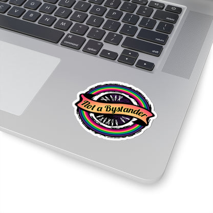 Not a Bystander Rainbow Circle Sticker — LGBTQ+ Ally & Hairdresser Support Kiss-Cut Sticker