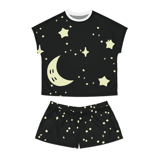 Women’s Starry Night Pajama Set — Moon & Stars Short Sleepwear