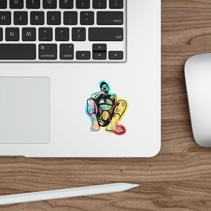 Holographic Squat Pose Die-Cut Sticker — Rainbow Body Positivity Skate Sticker