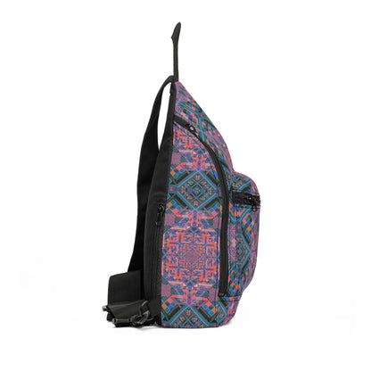 Colorful Geometric Sling Bag – Boho Pixel Pattern Crossbody Pack