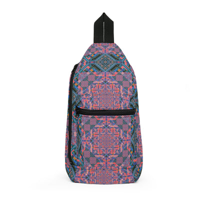 Colorful Geometric Sling Bag – Boho Pixel Pattern Crossbody Pack